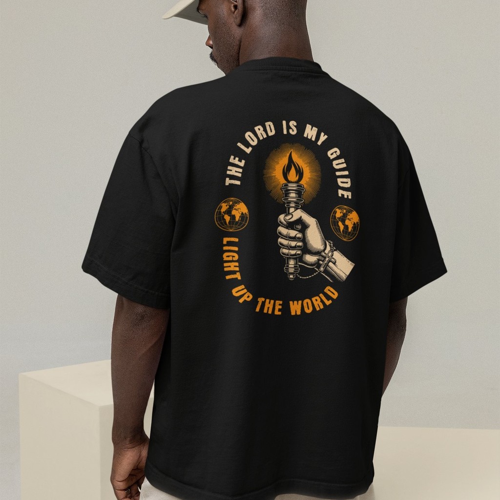 Camiseta Oversized Plus Size Cristã Católica Gola Alta Streetwear Algodão LUZ DO MUNDO 403