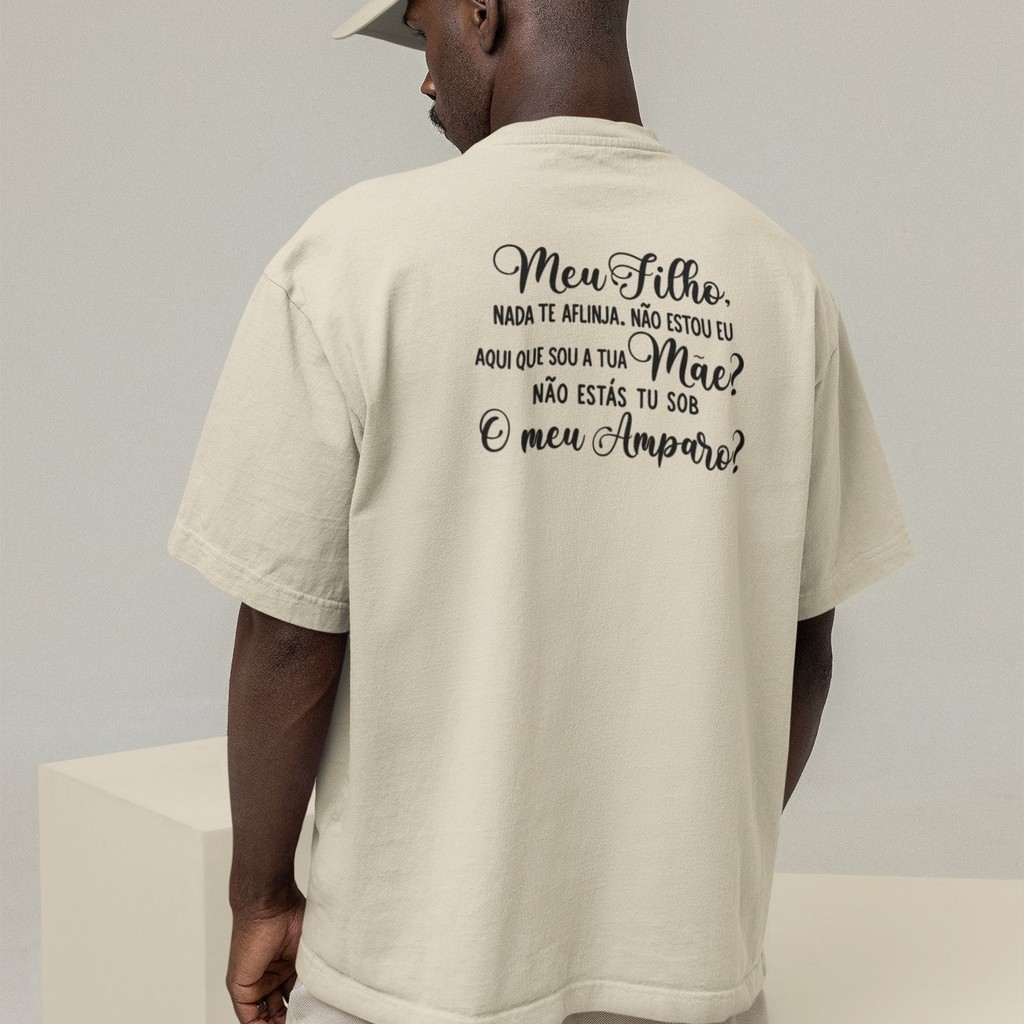 Camiseta Oversized Plus Size Cristã Católica Gola Alta Streetwear Algodão NADA TE AFLIJA