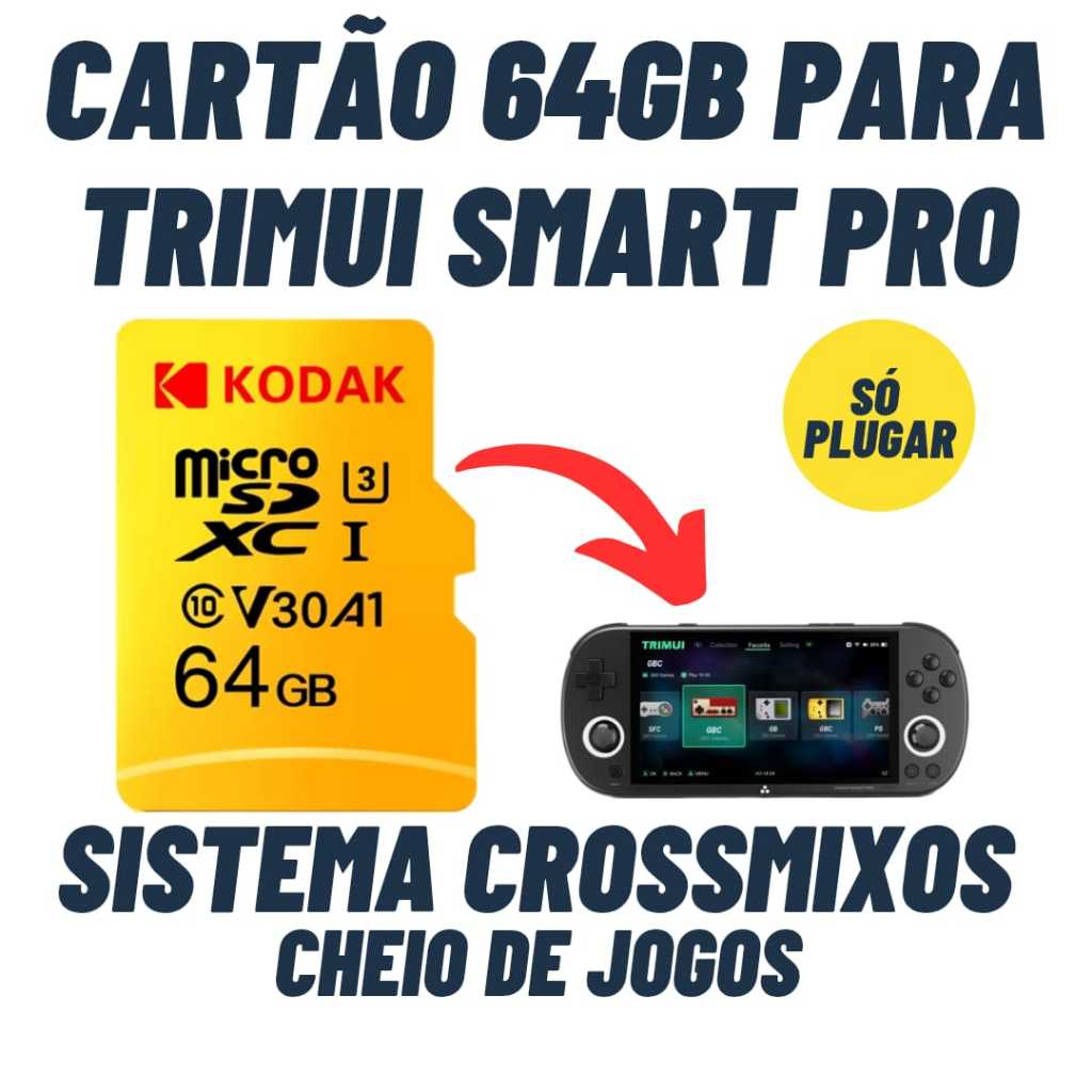 Micro SD 64GB Com Sistema CrossMix Os + Jogos Para Trimui Smart Pro - Cartão Original