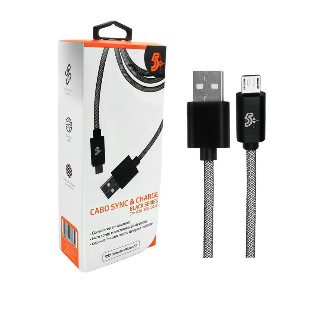 Cabo para Carregador de Celular Sync & Charge Black Series MICRO USB 1M 5+