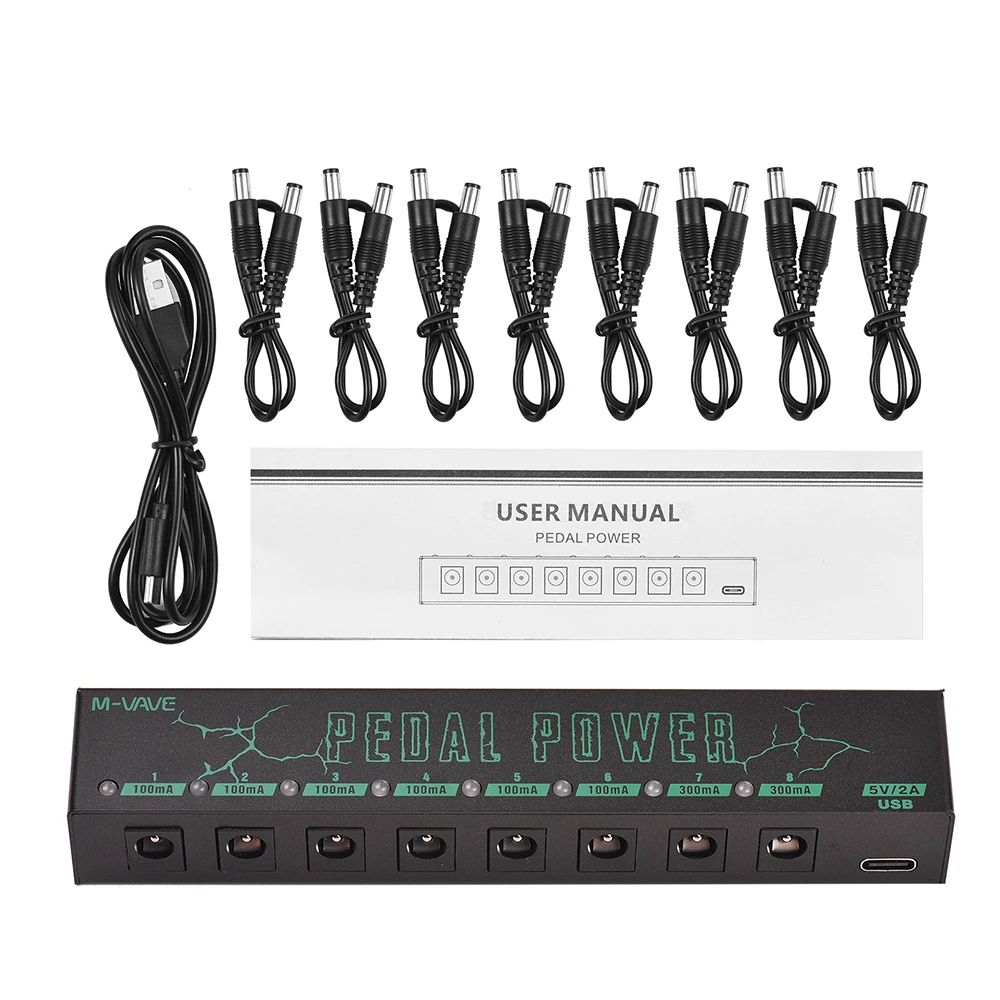 M-vave Guitar Effect Pedal Power Supply 8 saídas DC isoladas/ 5V USB Output Low Noise For 9V Effect Pedal Guitar