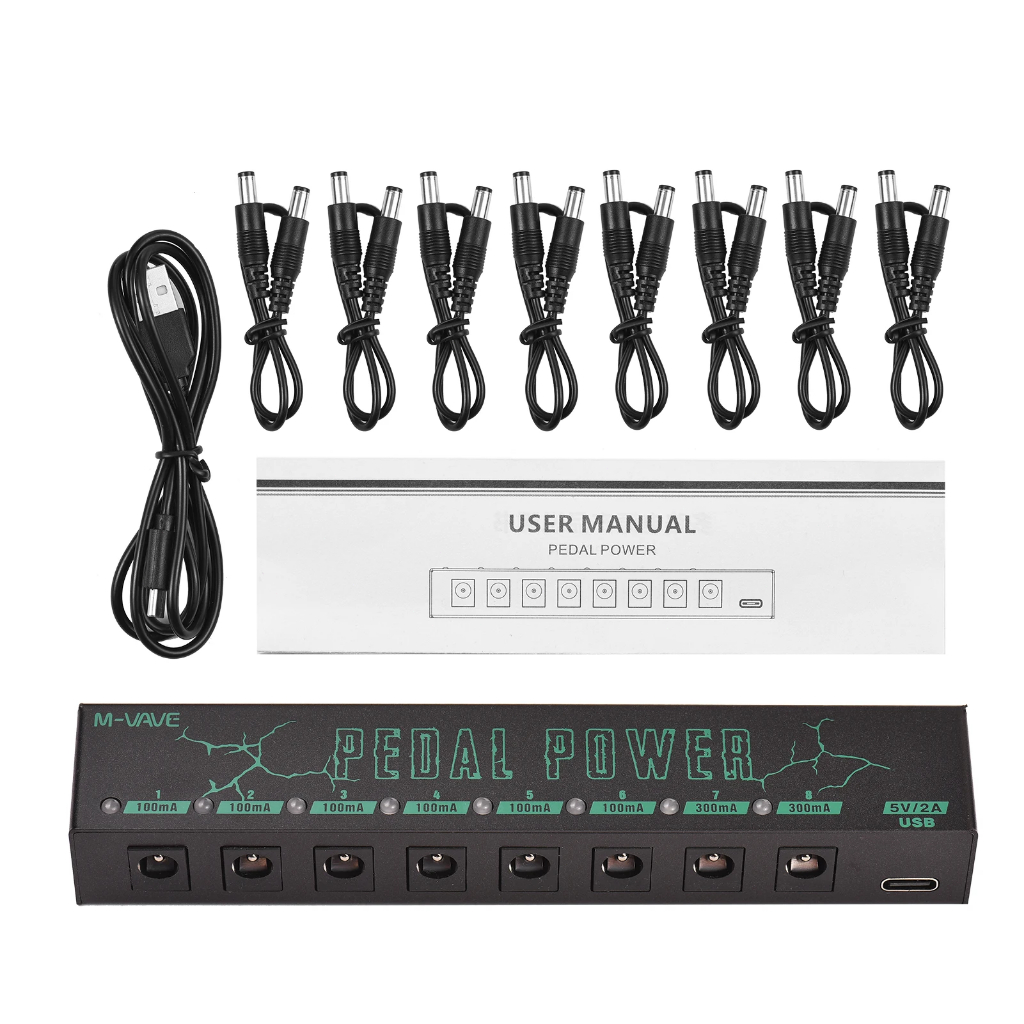 M-vave Guitar Effect Pedal Power Supply 8 Isolated DC Outputs/ 5V USB Output Low Noise For 9V Effect Pedal Guitar