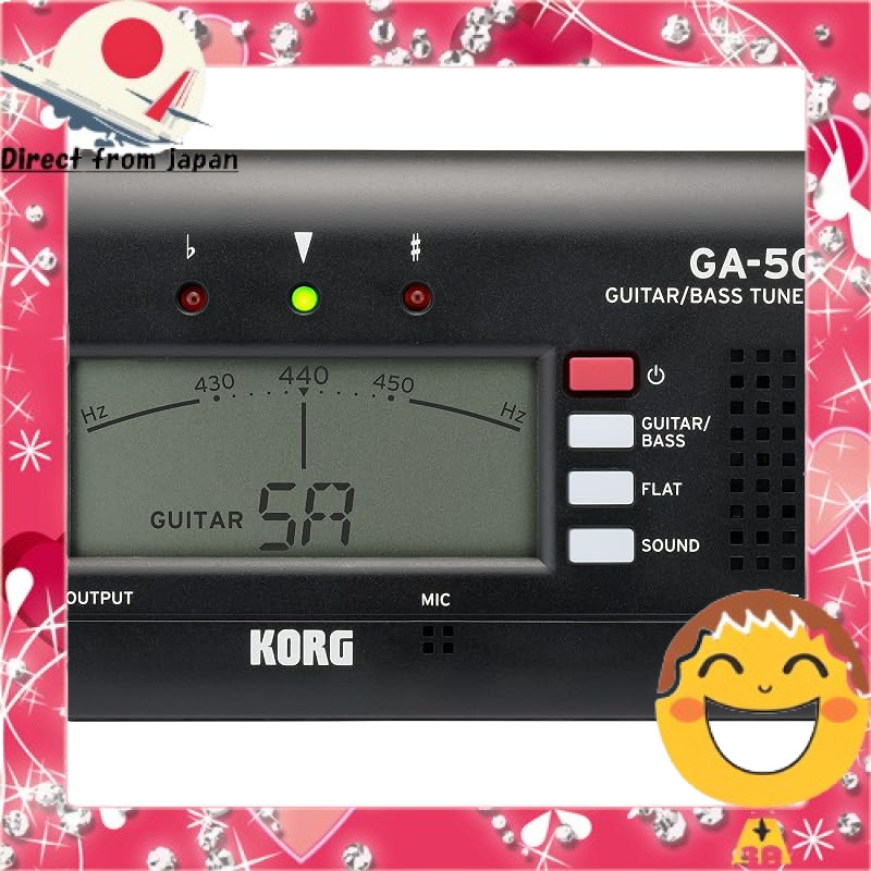KORG GA-50 Guitar and Bass Tuner with Output for Multi-String Instruments Flat Tuning Long Scale Support 135h Battery Li