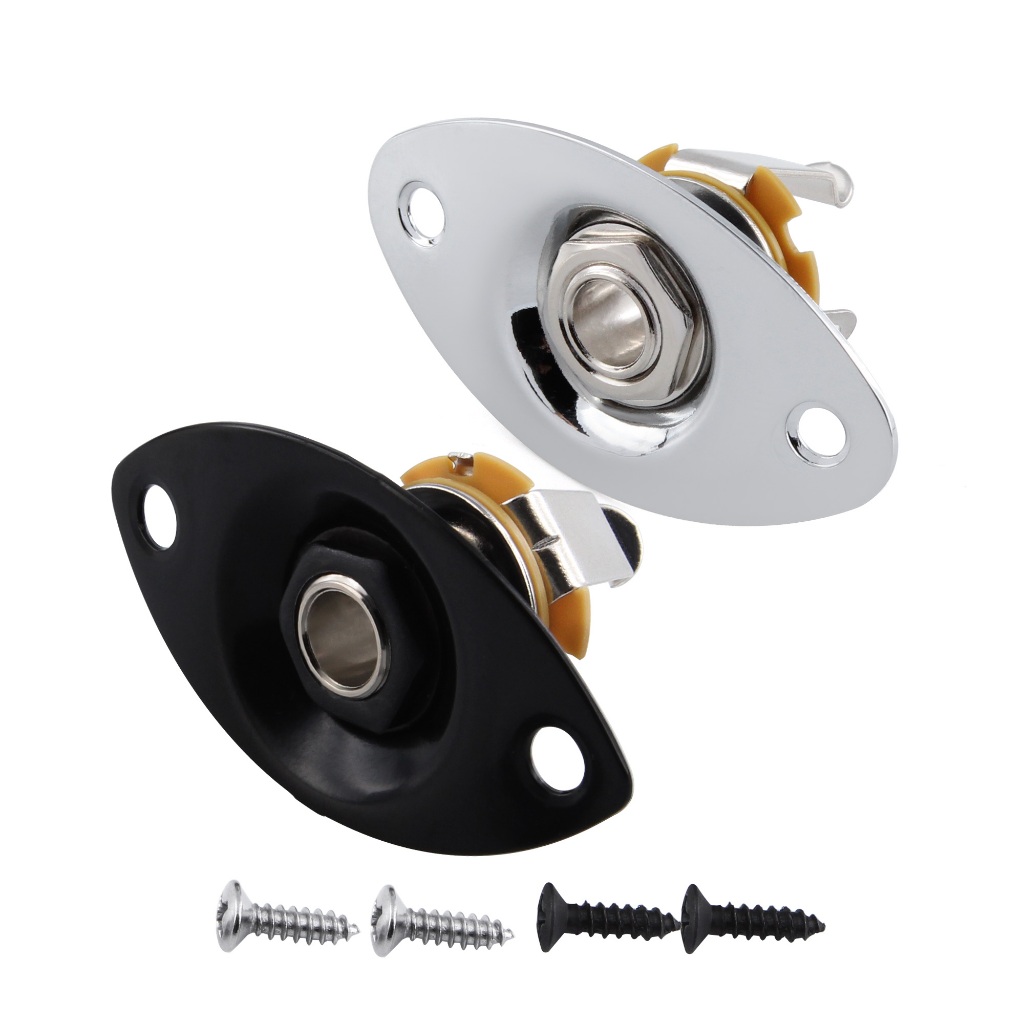FLEOR 1/4'6.35mm Guitar Jack Output Tomada Placa Oval Para Peças De Guitarra Elétrica