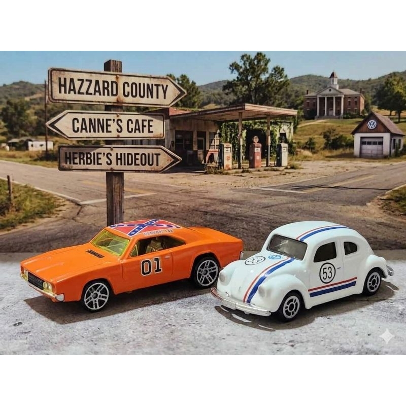 GENERAL LEE E HERBIE CUSTOM ESCALA 1.64 TAMANHO 7CM MADE CHINA ACOMPANHA EMBALAGEM DE ACETATO NOVO NÃO VENDIDOS SEPARADO
