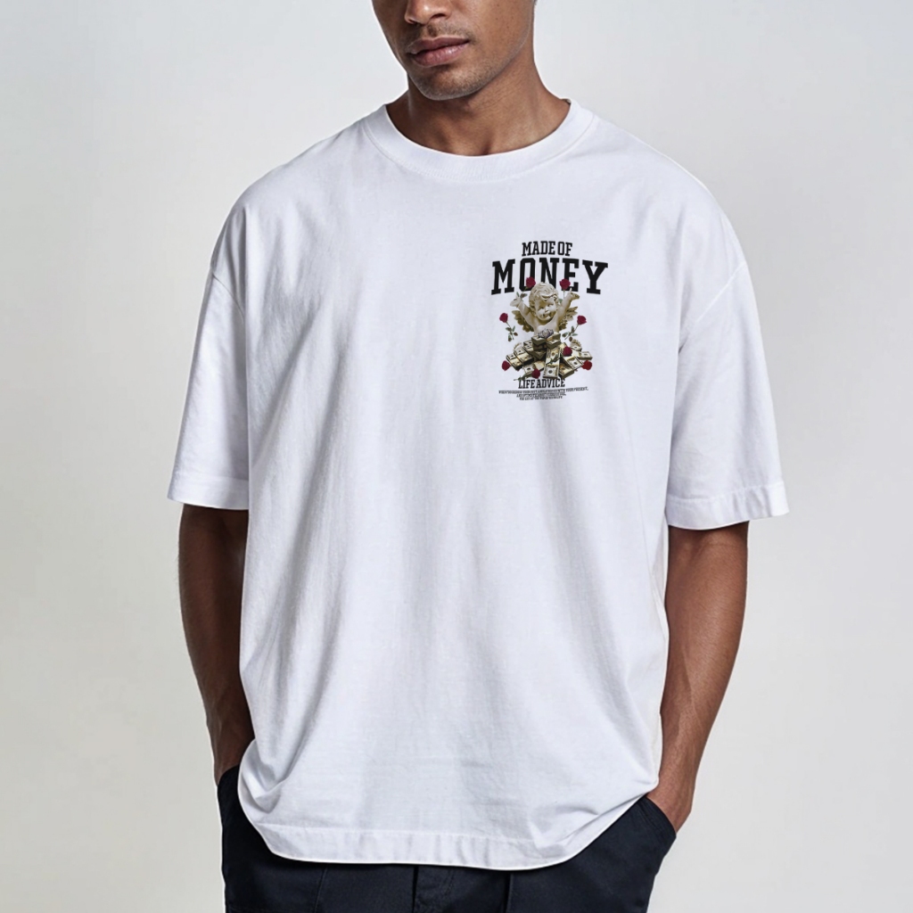 Camiseta Oversized Streetwear Estampa Grande Costas Anjo Made Dólar REF 2152 Home Custom