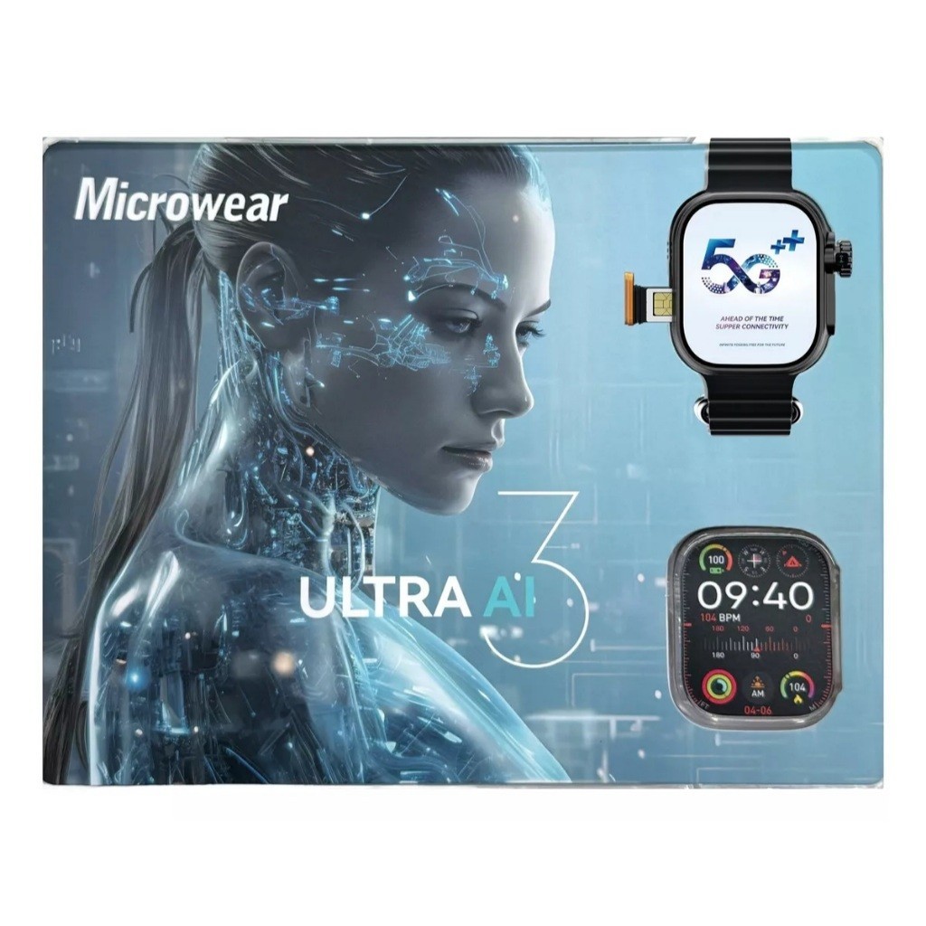 Smartwatch Ultra 3 Ai Relogio Inteligente 4G Entrada Para Chip NFC ChatGPT Microwear Original