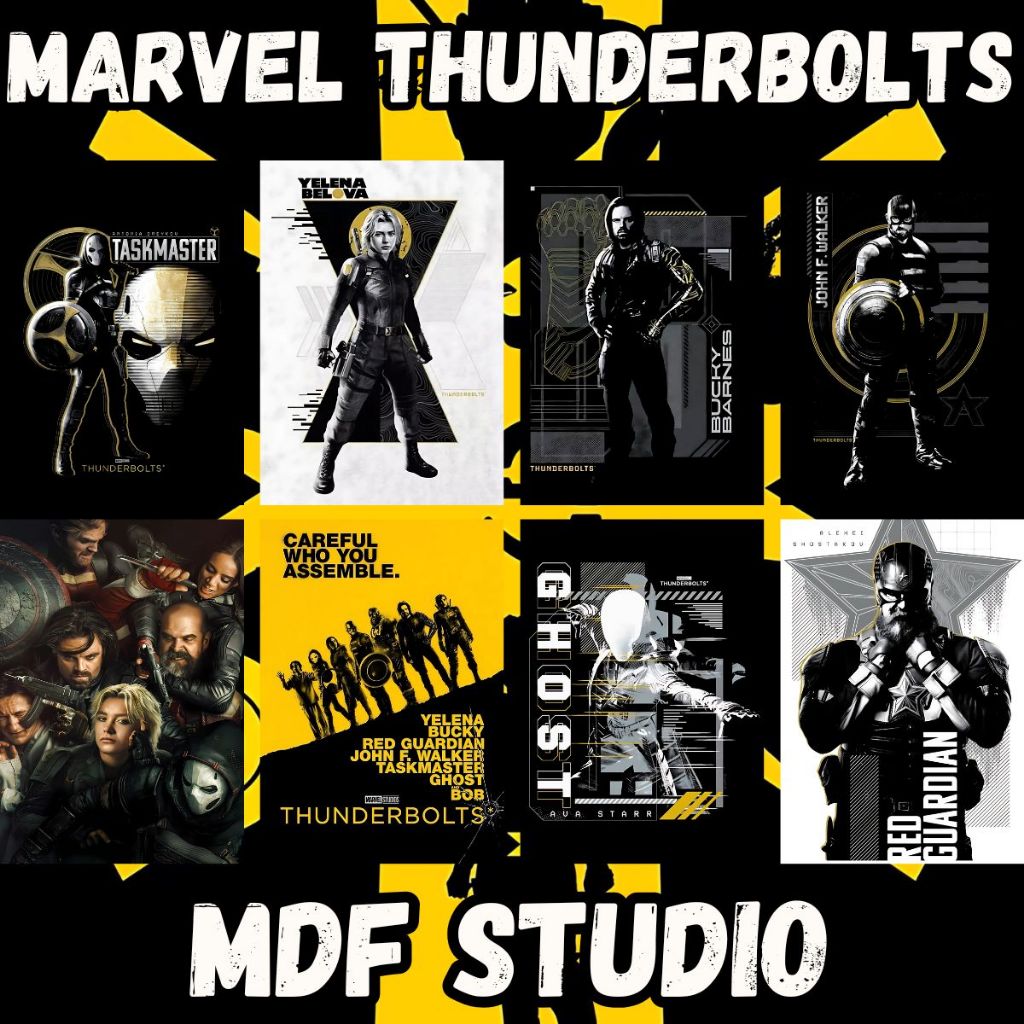 Placas Quadros Decorativos- Posters Exclusivos de Marvel Thunderbolts: Heróis e Anti-Heróis em Ação!