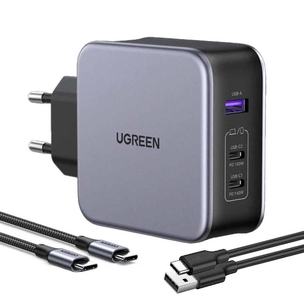 Carregador de Parede Ugreen Usb A/C 140W p/Android Ios +Cabo (K-5585-3082)