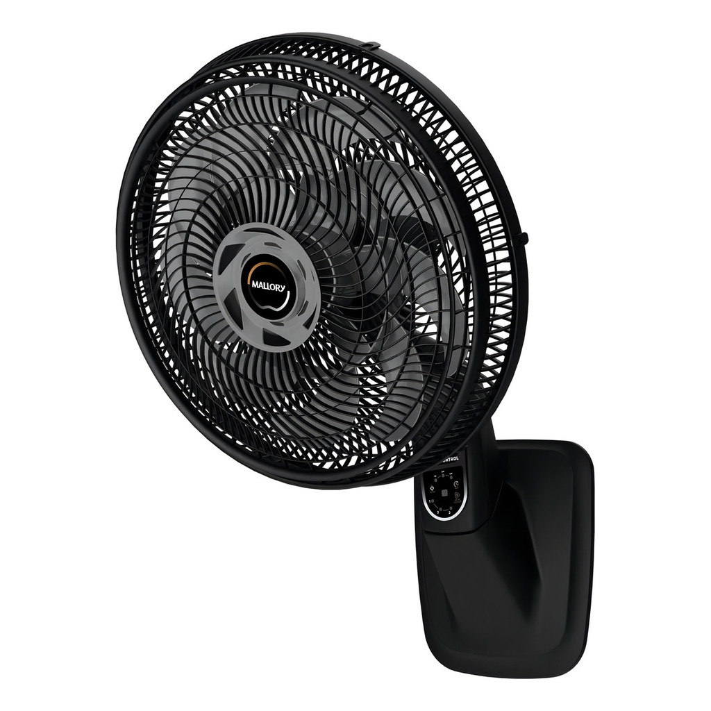 Ventilador De Parede Mallory Smart Control 140w Estrutura Preto Pás Grafite Diâmetro 40 Cm 127v