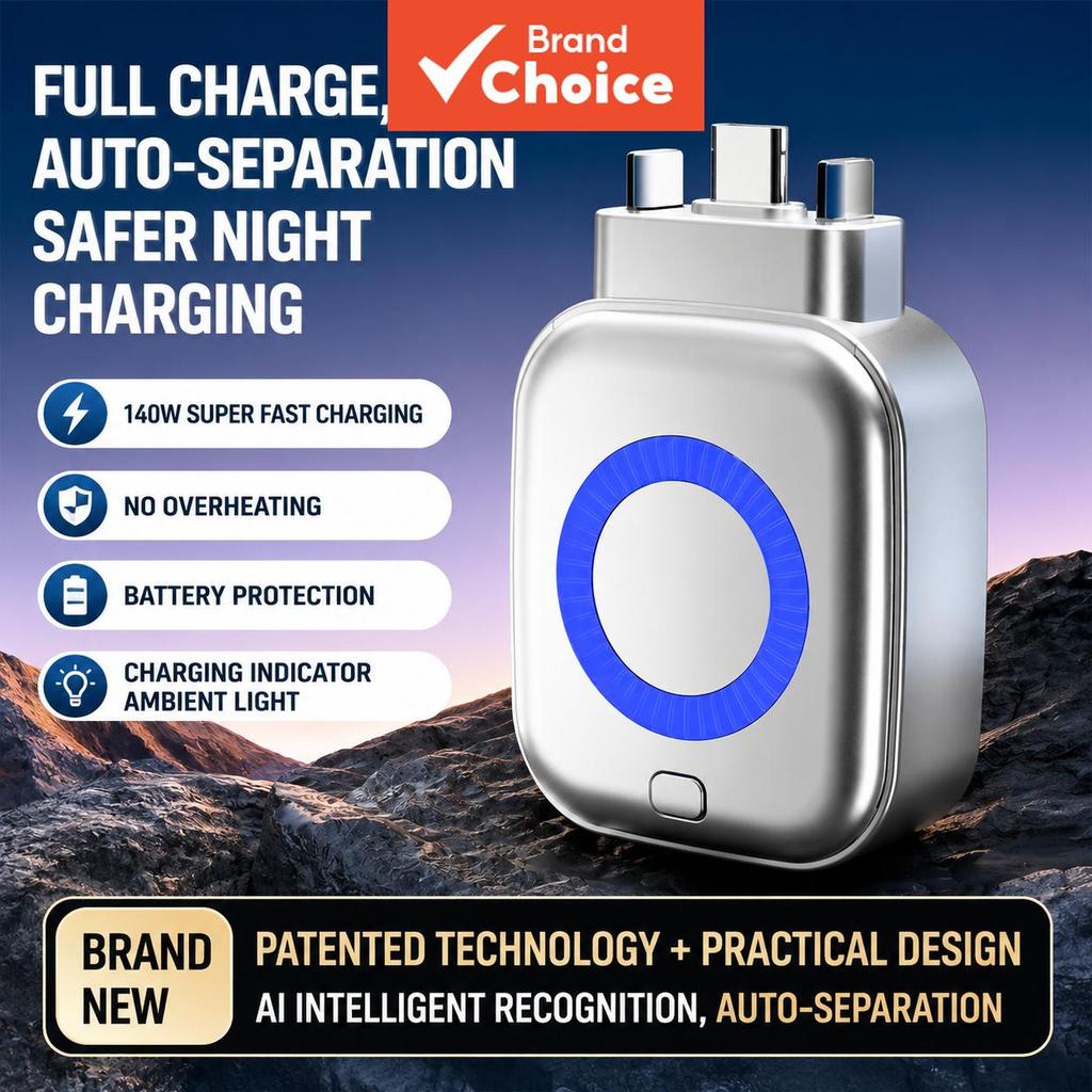 Adaptador Carregador Inteligente com Desligamento Automático TKZJ 140W – Dispositivo de Separação de Carga Completa com