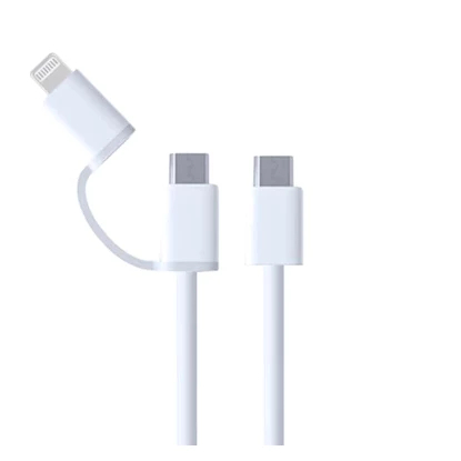 Cabo Carregador USB-C 60W 2 em 1 Tipo C e Lightning para iPhone iPad Android