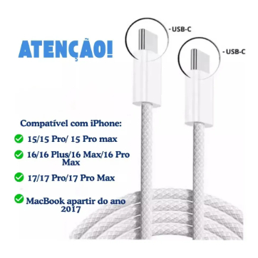 Cabo iPhone 15 16 17 Tipo C Tipo C 60w Turbo 2 Metros  A12 A20 A50 A73 S20 S23