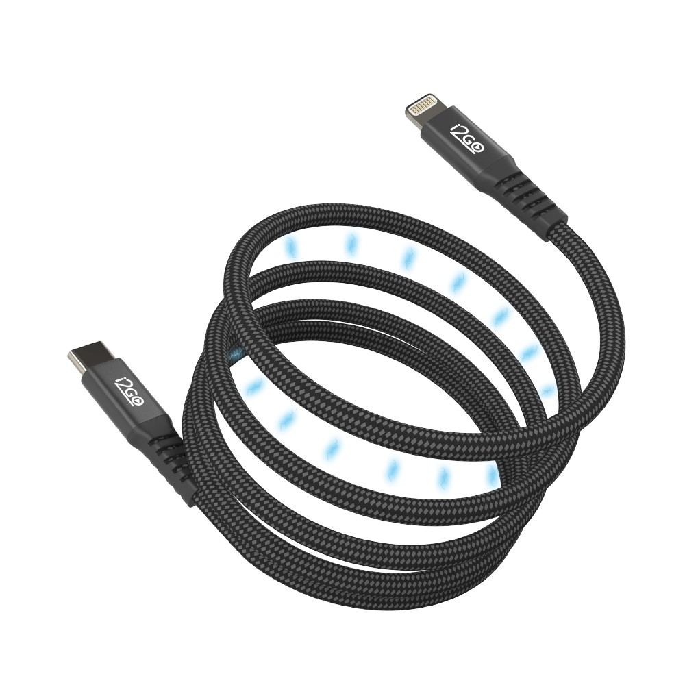 Cabo Lightning Magnetic i2GO iPhone 5 até 14 Certificado MFI 60W 3Ah 1,2m Preto