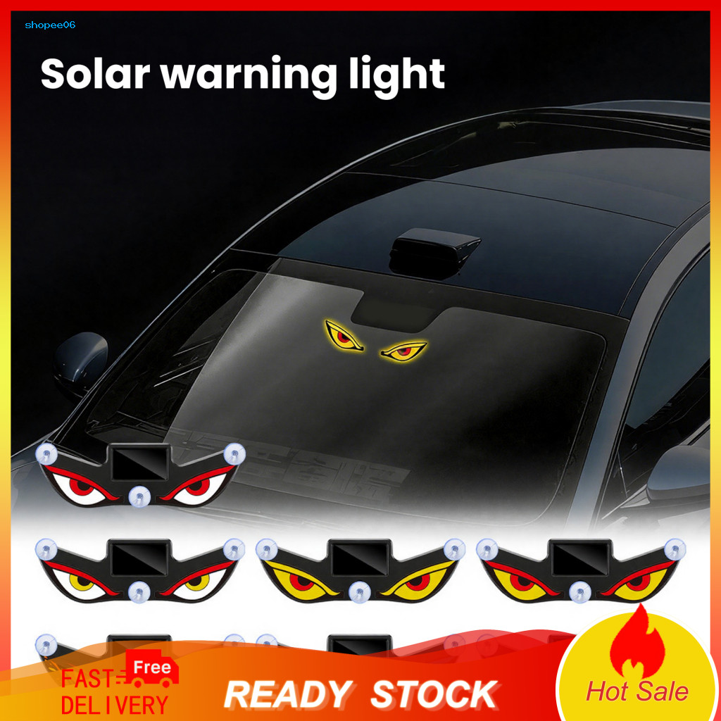 Auto Vibration Sensing Lamps Intelligent Start Stop Led Car Warning Light with Devil Eyes Solar Type-c Rechargeable Sens