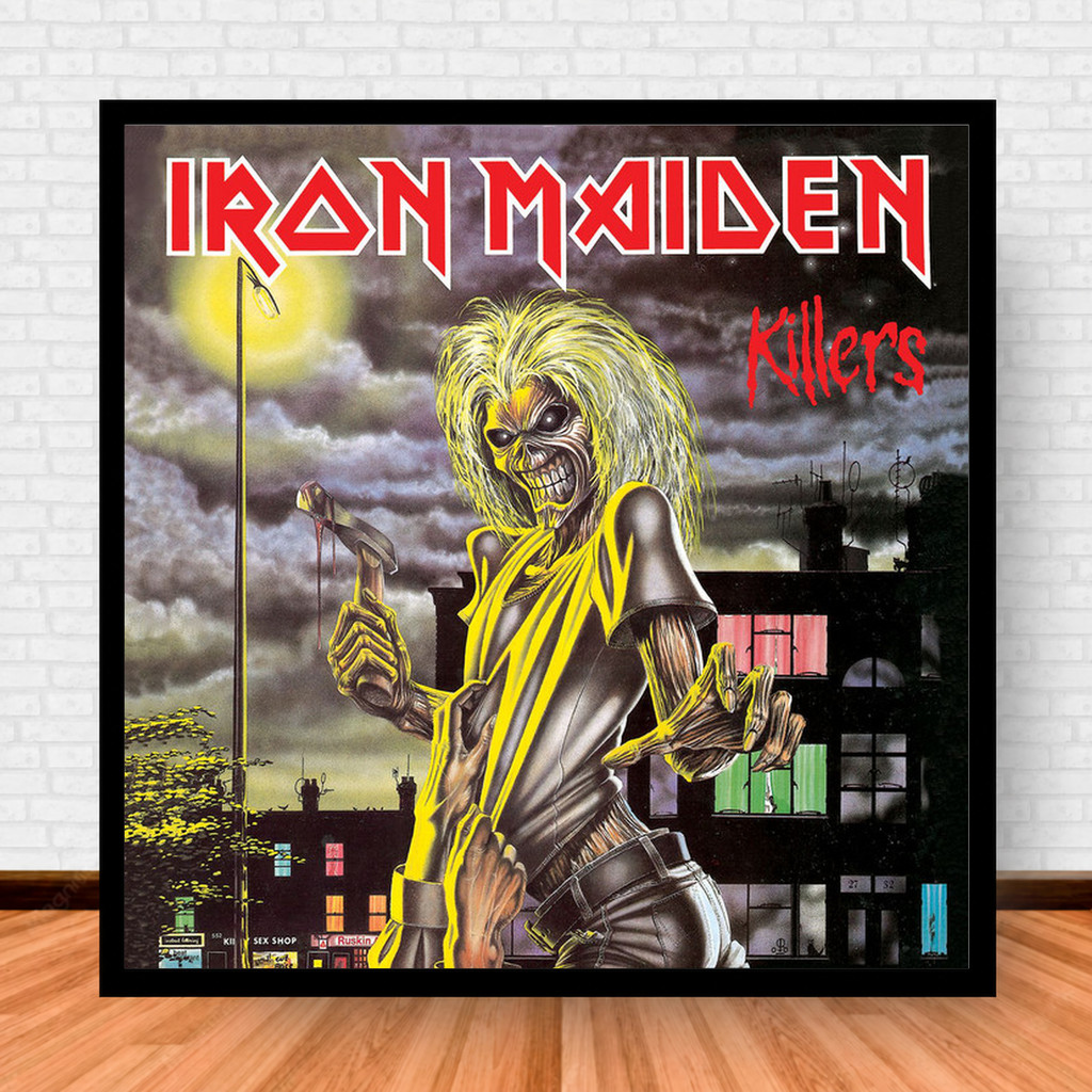 Quadro Decorativo Placa Música Álbuns Iron Maiden Rock com Moldura