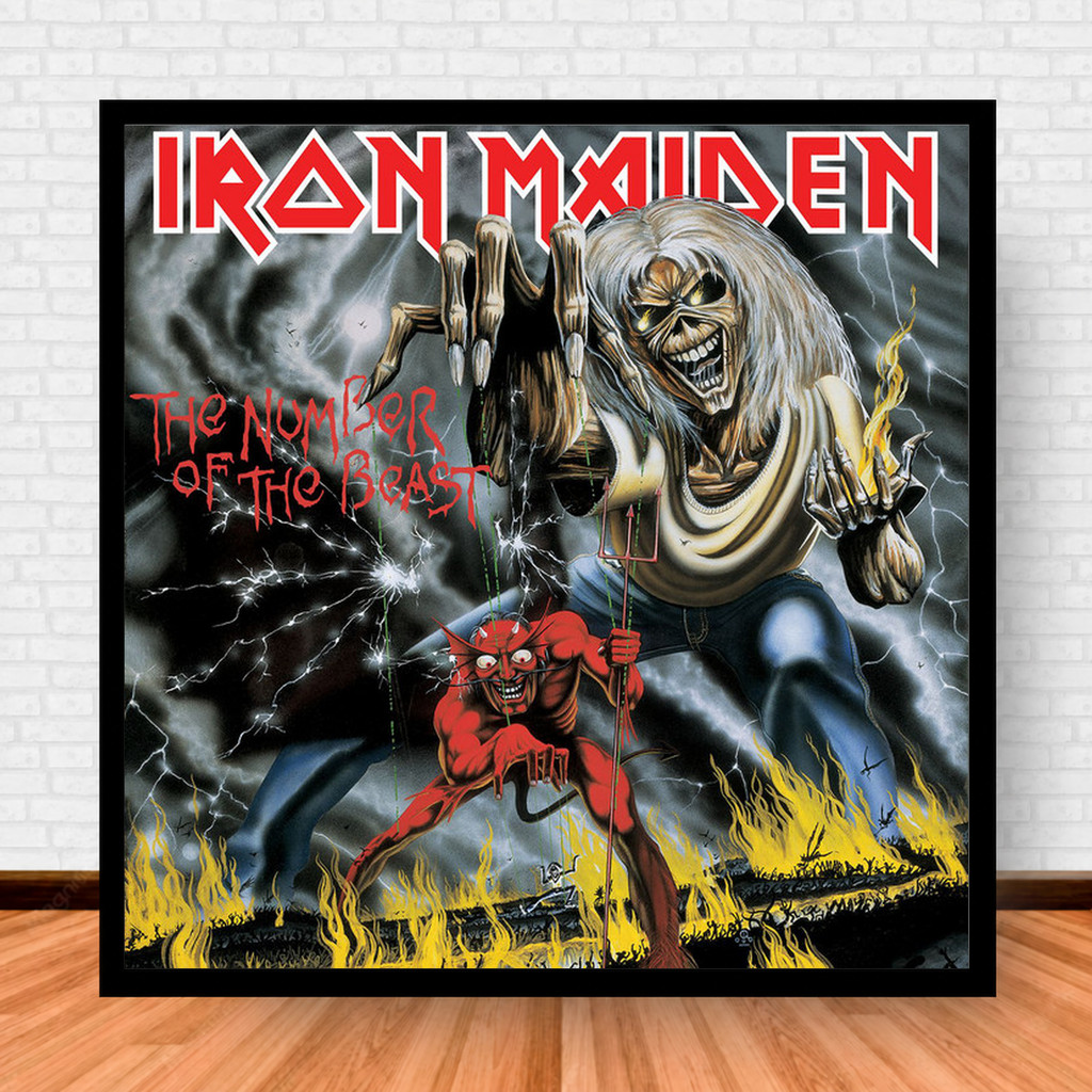 Quadro Decorativo Placa Música Álbuns Iron Maiden Rock com Moldura