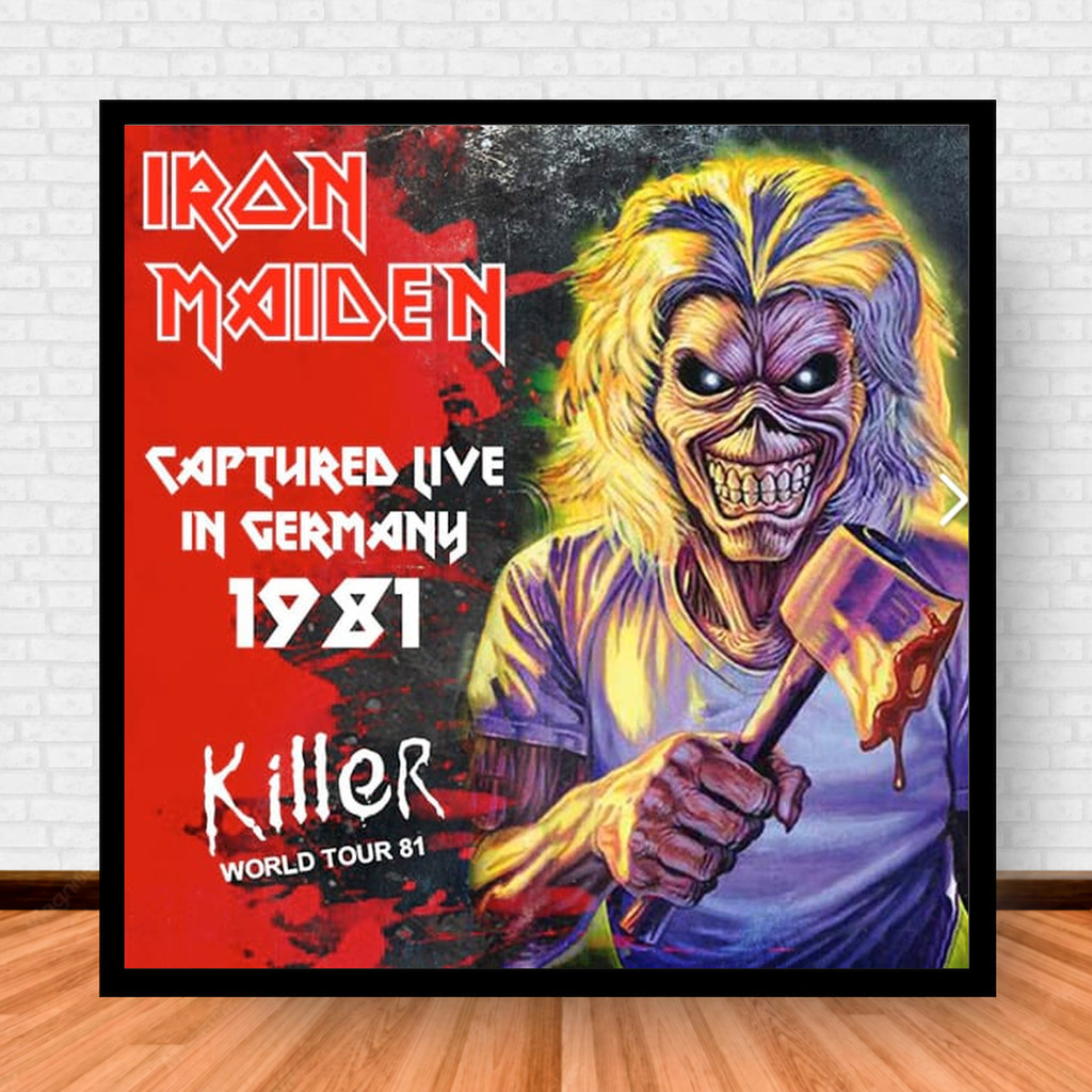 Quadro Decorativo Placa Música Álbuns Iron Maiden Rock com Moldura