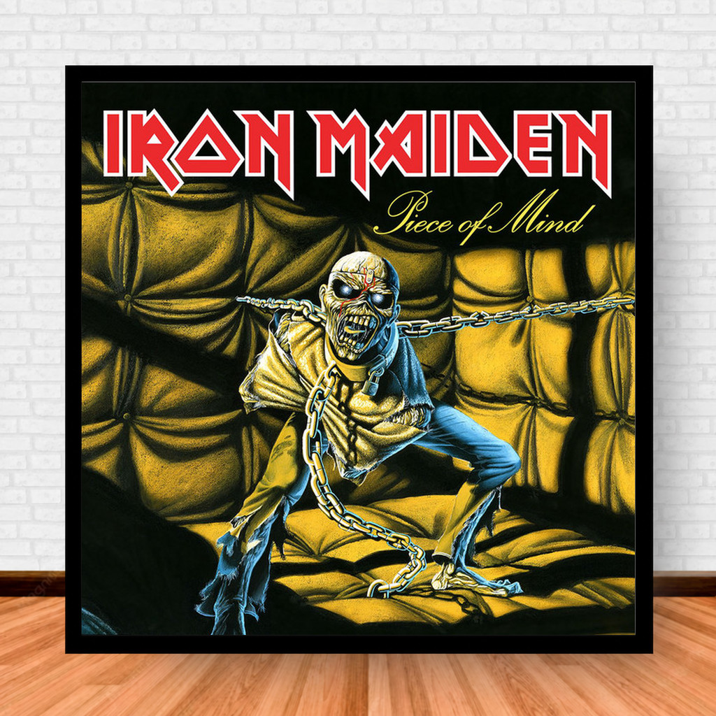 Quadro Decorativo Placa Música Álbuns Iron Maiden Rock com Moldura