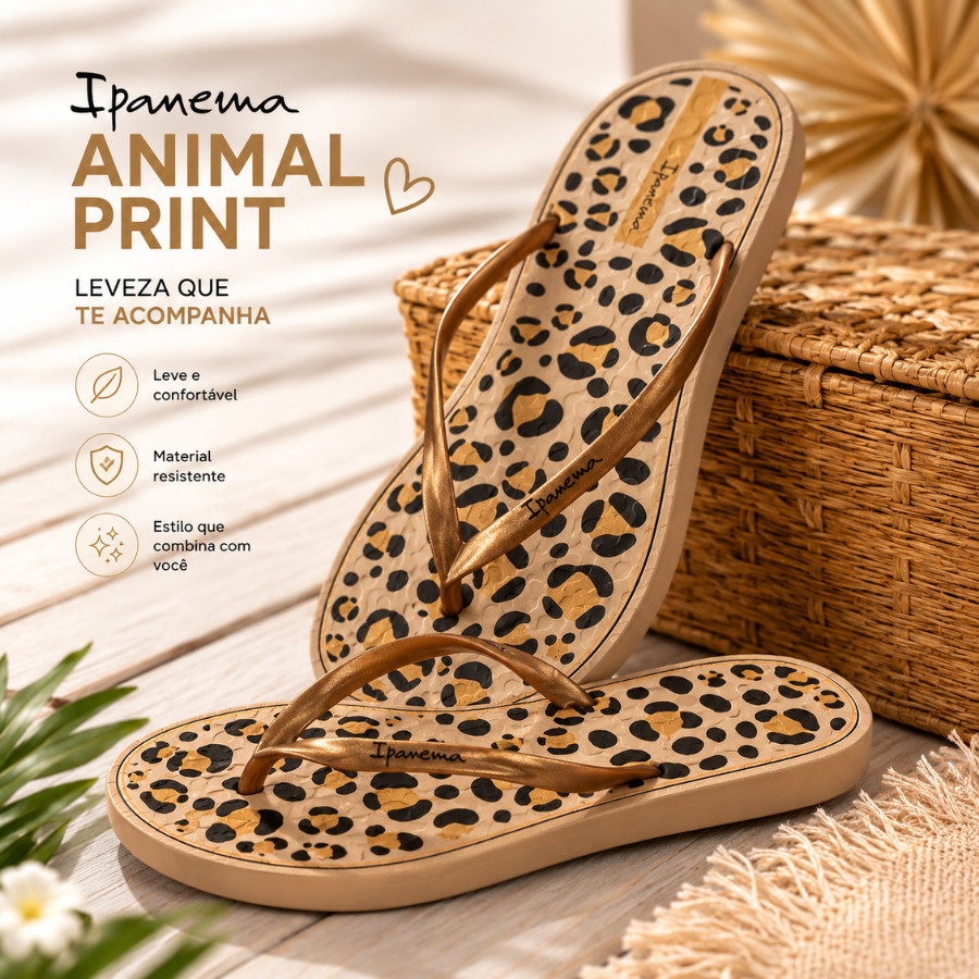 Chinelo Feminino Esatmpado Confortável Ipanema Casual Mood OFF WHIT