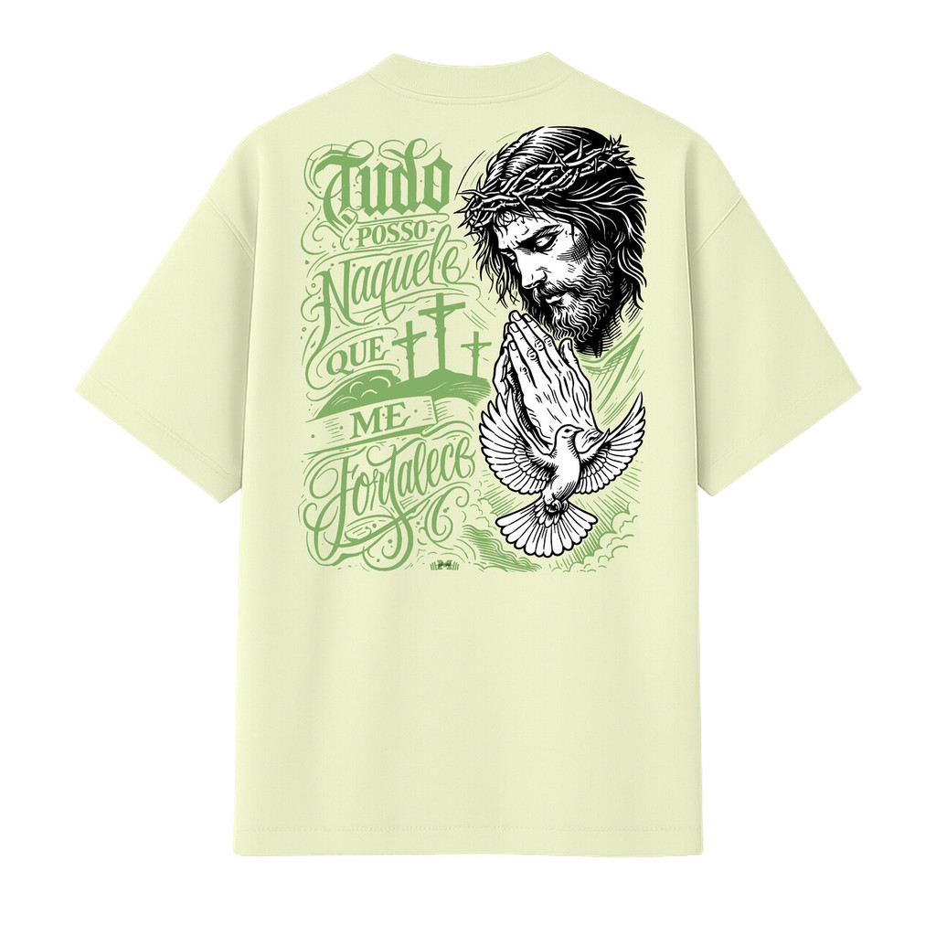 Camiseta Oversized Premium Muscle Strong Tudo Posso Off Whit