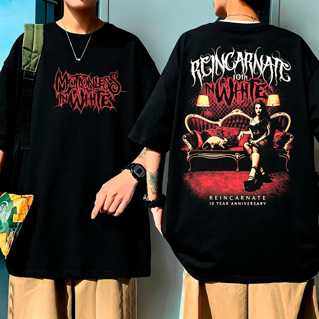 Camiseta Unisex de Alta Qualidade, com Estampa de Letras estilo Death Metal na Frente e Estampa Gótica 