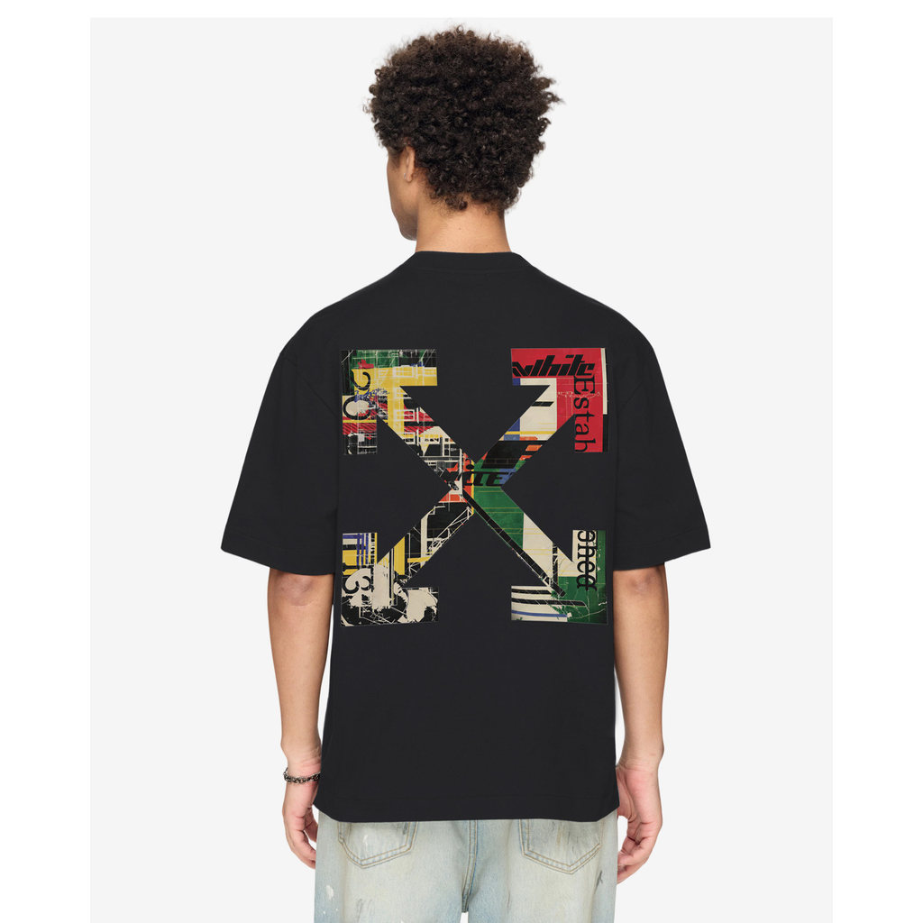 OFF WHIT Casal Solto Manga Curta 100 % Algodão Premium Camiseta Legal E Elegante Padrão De Seta Dupla Decorativa Meia