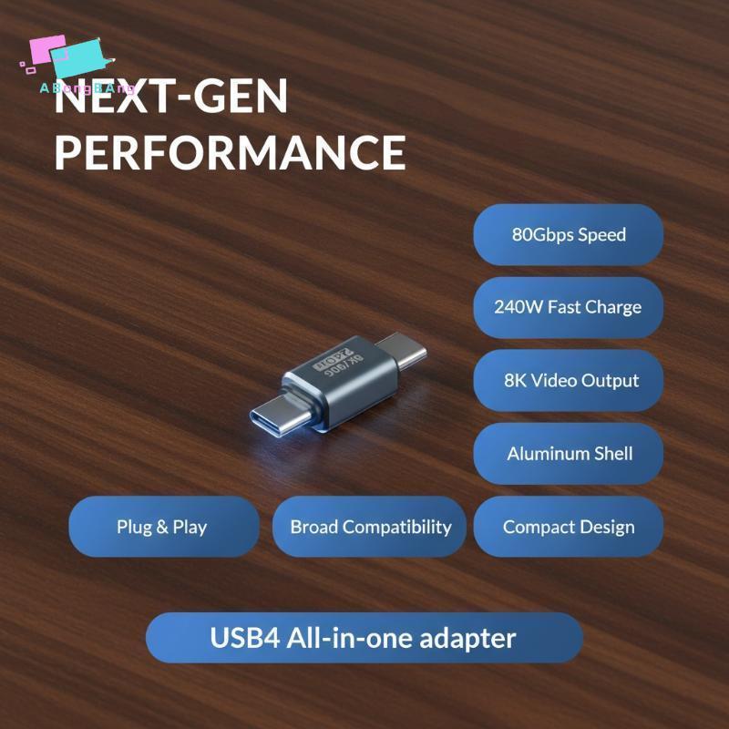 Abongbanghn 1 Peça Adaptador USB-C Macho Para Fêmea Conector USB4 240W 80Gbps 8K 60Hz Thunderbolt 5/4/3 Laptop Telefone