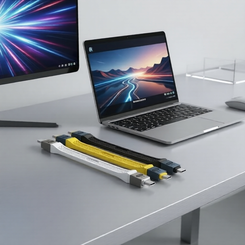 Cabo USB4 Thunderbolt 5, 240W, 8K 60Hz, 80Gbps, USB-C para Tipo-C Curto, MacBook Pro, Laptop & Power Bank