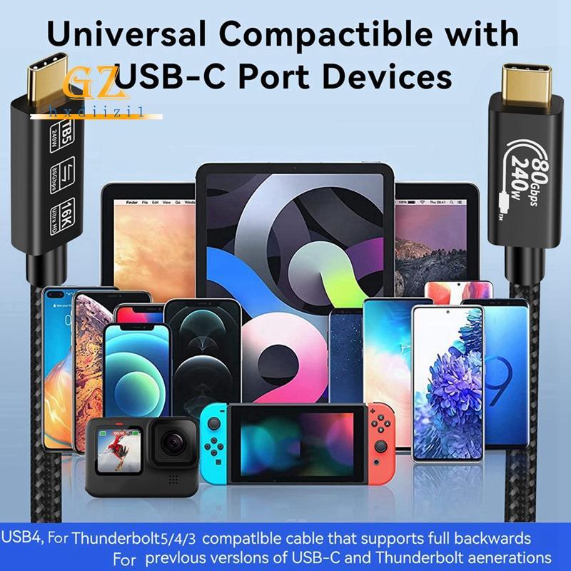 🎀[gzhxdiizi1] Cabo Tipo C Para USB-5 4K/544MHz 80Gbps PD 240W 16K De Carregamento Laptops PC