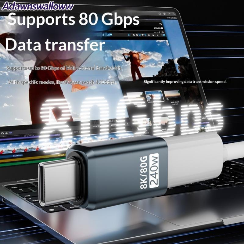 Adaptador ADAWN USB-C Macho Para Fêmea 240W Carga Rápida 80Gbps 8K 60Hz Conector USB4 Consoles De Jogos Steam De Switch