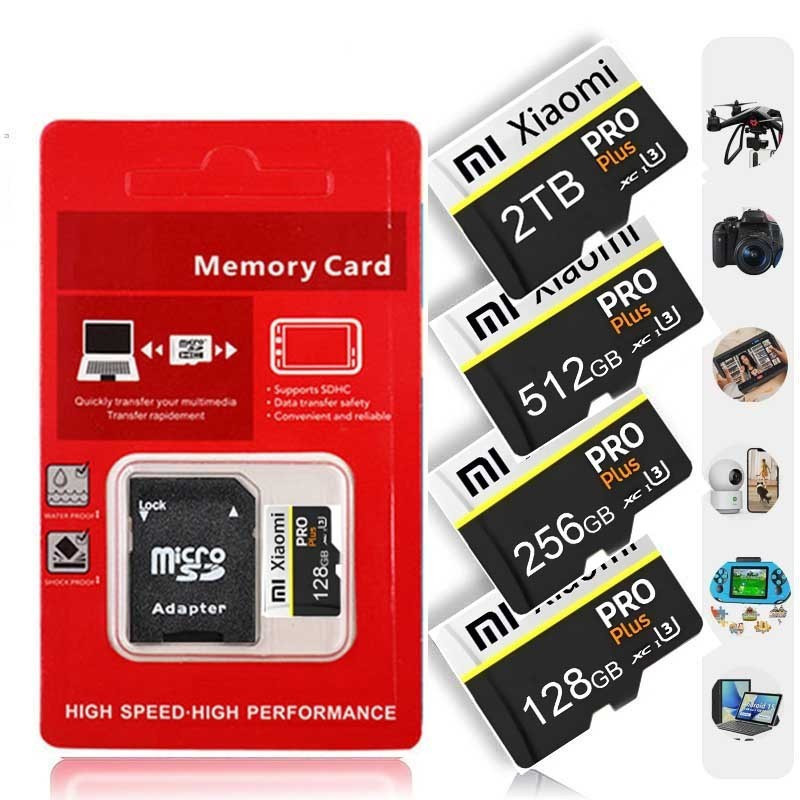 Cartão de Memória para Celular Micro SD TF 2TB 512GB 64GB 128GB 1TB C10 para Celulares e Câmeras de Vigilância