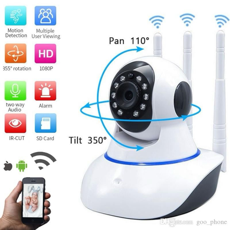 Câmera IP WiFi 360° Robô Full HD 3 Antenas Visão Noturna Áudio Babá Eletrônica App Yoosee