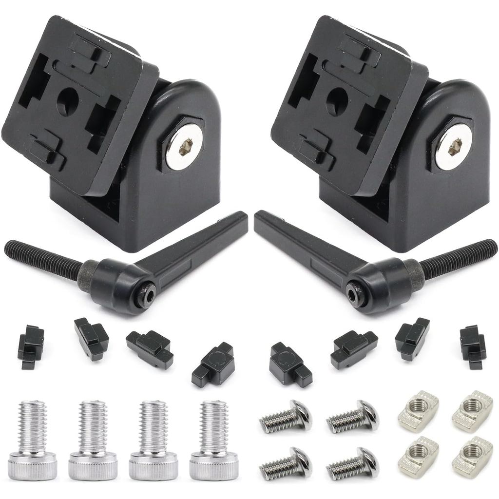 2 Sets Black 3030 Aluminum Extrusion Pivot Hinge Swivel Degree Angle Bracket with Handle for 30 Series 30/30 3060 V T Sl