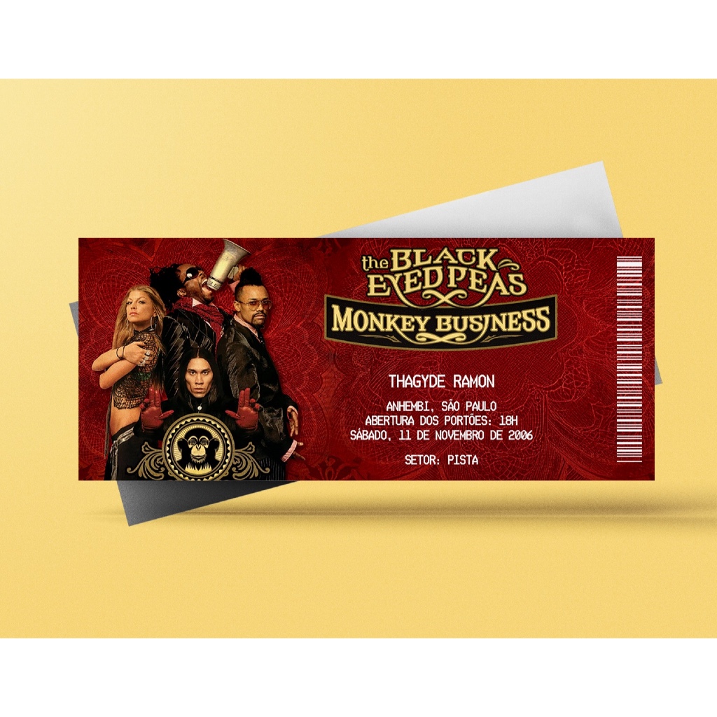 Ingresso Holográfico Personalizado Black Eyed Peas - Monkey Business Tour