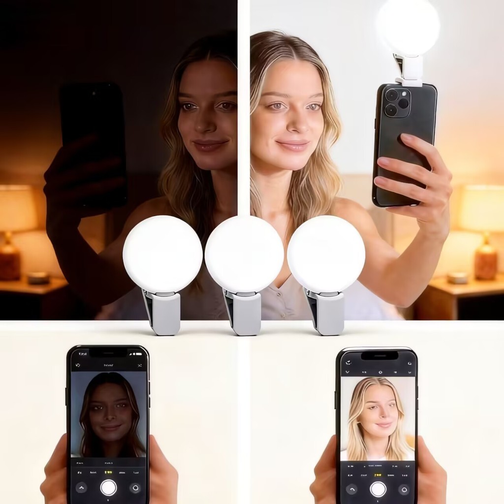 Anel Selfie Luz De Preenchimento Recarregável Bonito LED Ao Vivo Tirar Foto Flash Luzes Para Câmera Telefone