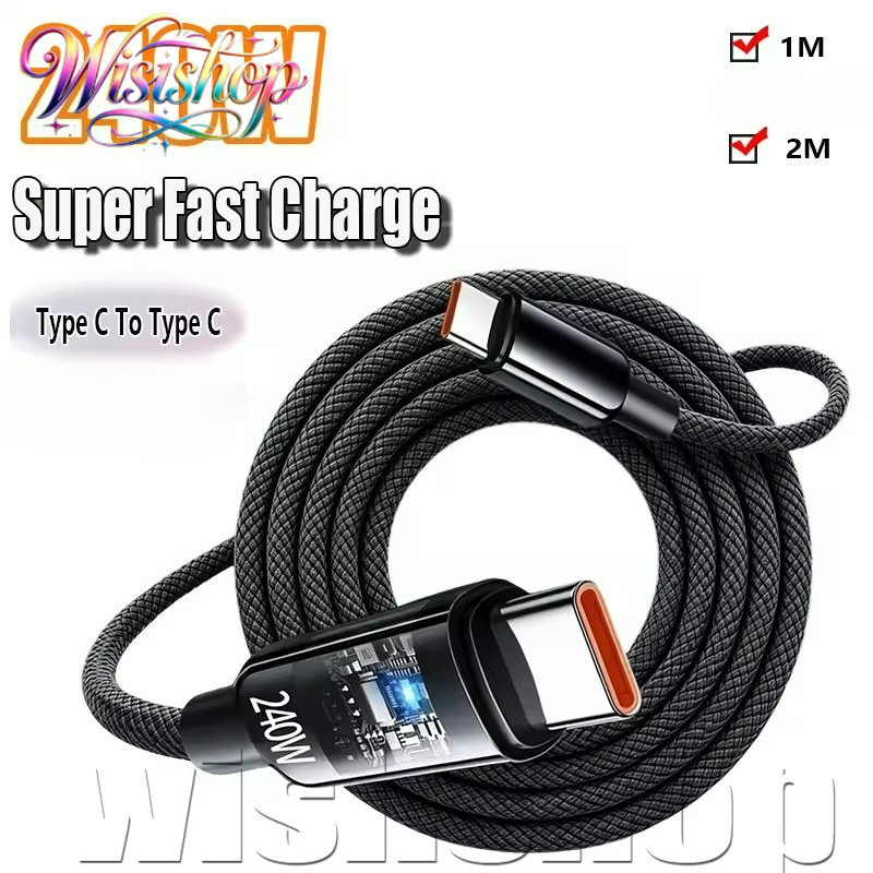 [Em Estoque] Cabo Duplo Tipo C De 240 W-De Carregamento Rápido-Para Laptop Tablet I-Phone Nylon Carga Rápida Trançado De