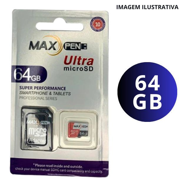 Cartão de Memoria 64GB Ultra Micro Sd Super Performance MAX PEN