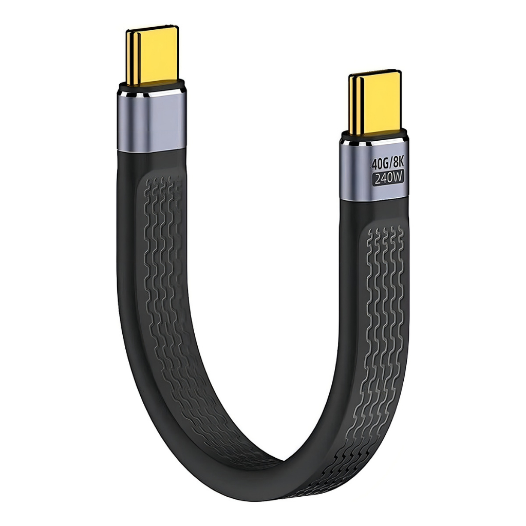 Cabo USB 4.0 240 W Power Tipo-C USB-C macho para macho Gen4 40Gbps 100W 8K Flat Slim FPC cabo de dados 13 cm
