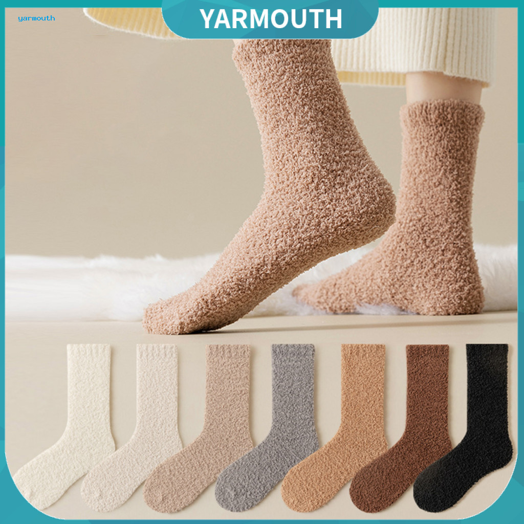 Warm Socks Long-lasting Warmth 1 Pair Women’s Winter Thick Coral Fleece Mid-calf High Elastic Anti-slip Floor Cozy Sle
