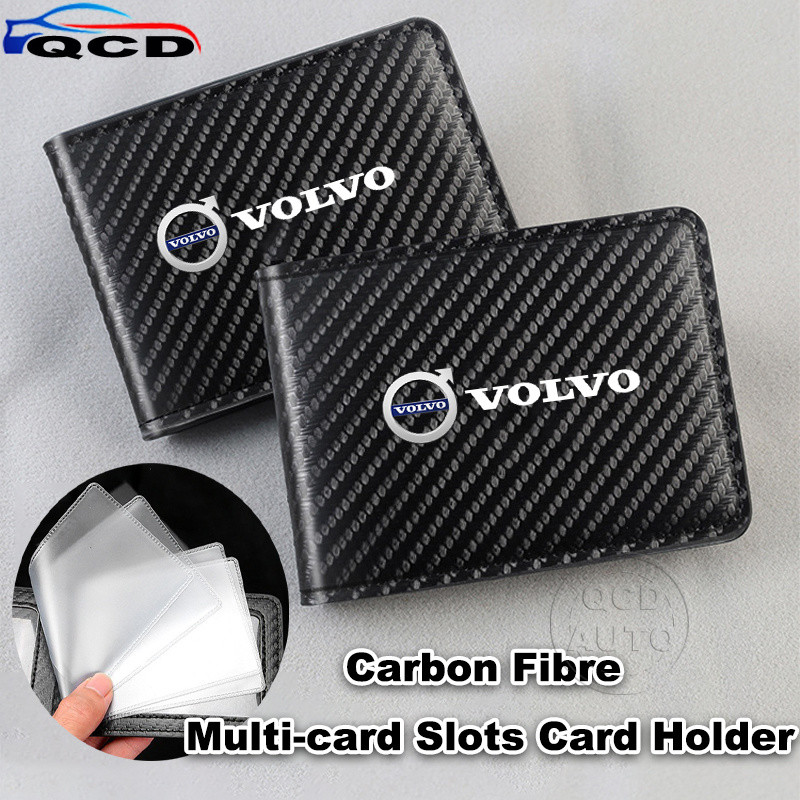 Volvo Porta-Cartões De Couro Para Carro , Fibra De Carbono , Logotipo Do Slots Vários , XC60 S60 S80 XC90 V60 XC40 C40 E