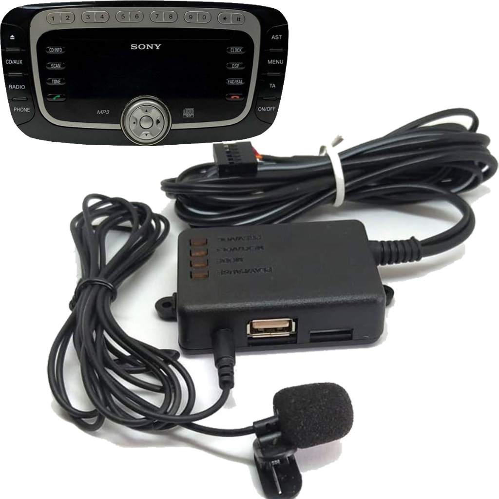 Adaptador AUX Bluetooth, USB, MicroSD para Ford com Rádio Sony – Música, Chamadas e Controle Direto