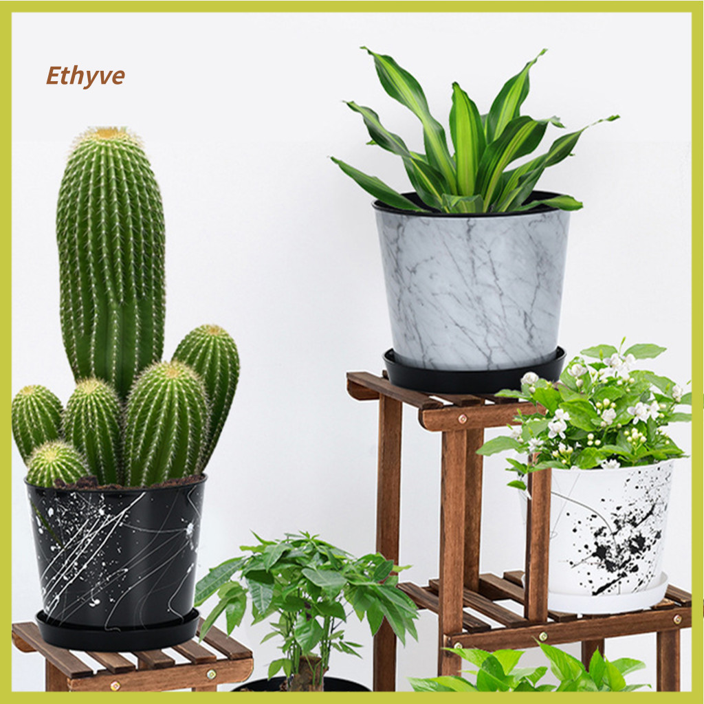 High Quality Planter Small 6 Inch Plastic Indoor Plant Pot with Drainage Hole and Saucer – Perfect for Orchids Violets