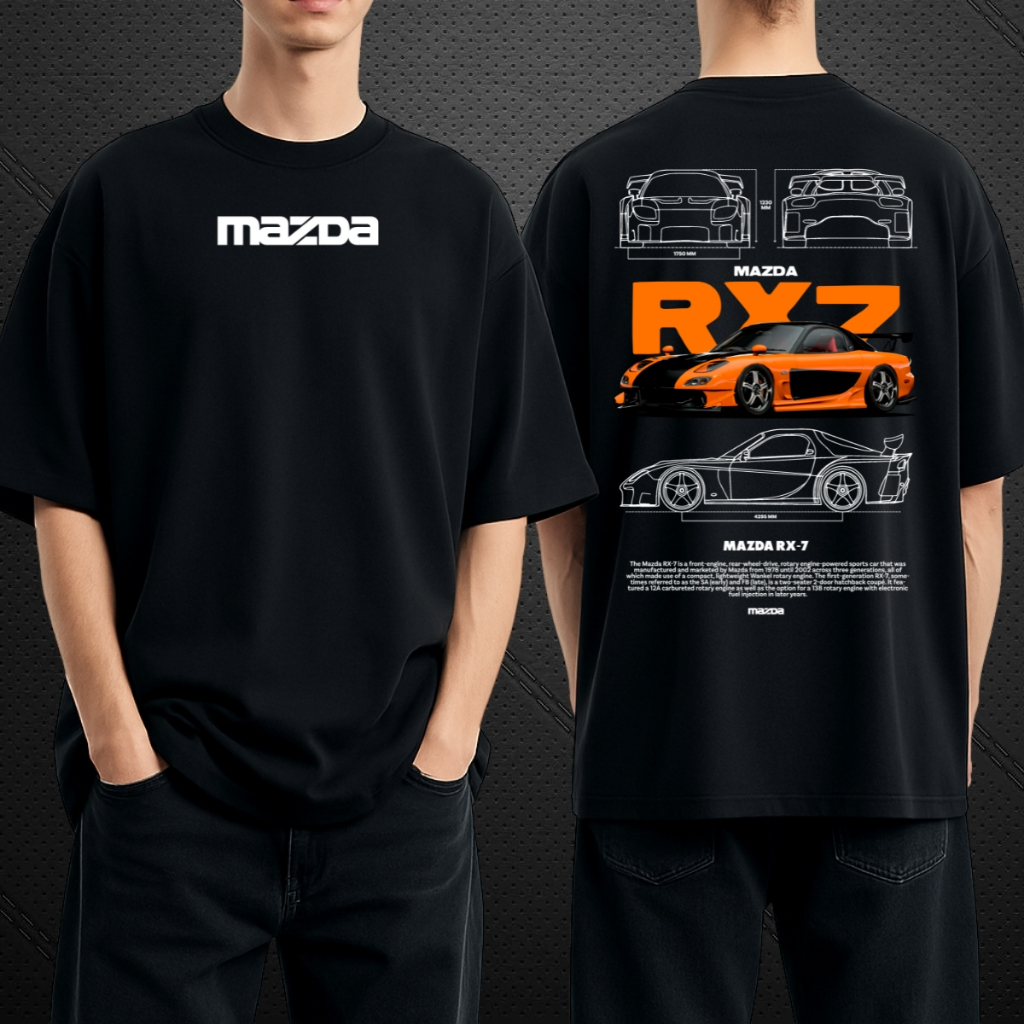 Camiseta Oversized Mazda RXZ Algodão Blusa Masculina Camisa Larga Streetwear