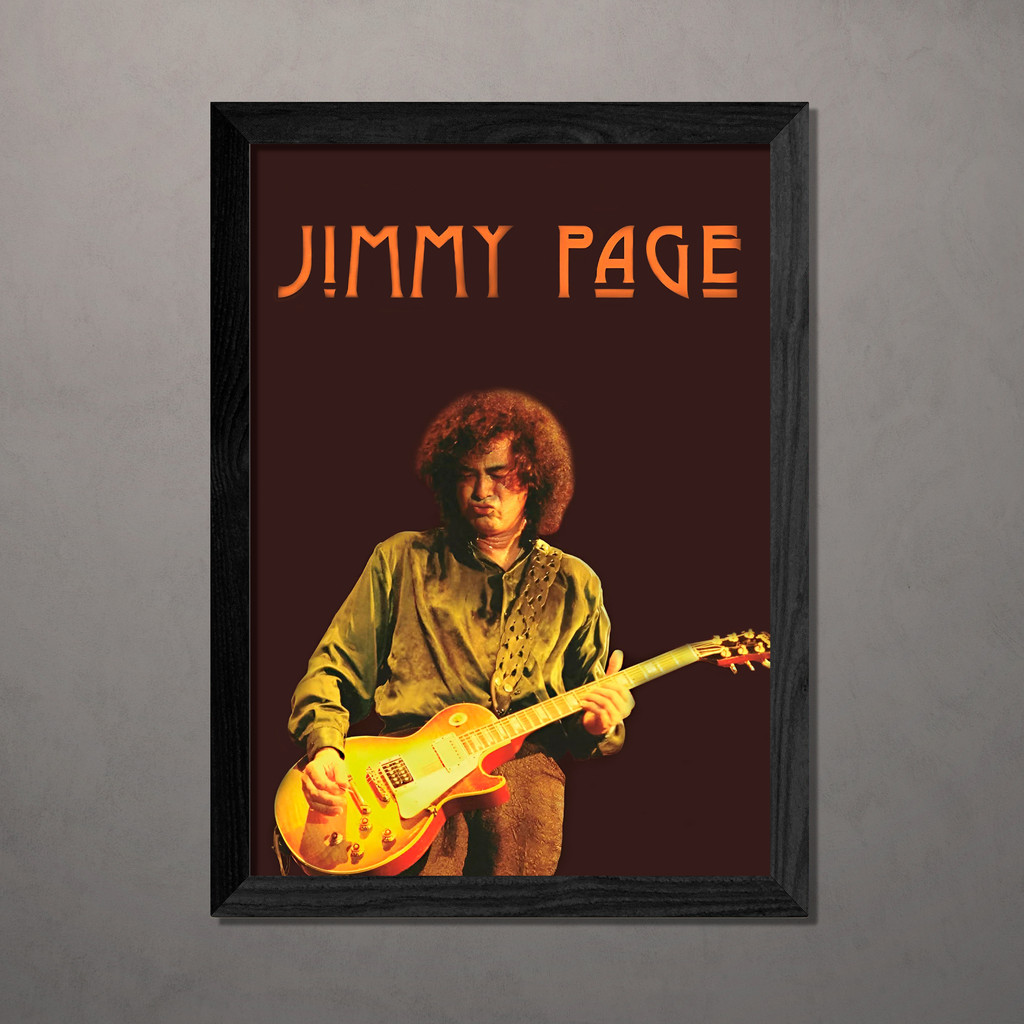 Quadro Decorativo Jimmy Page Mod 2 A4 Com Vidro