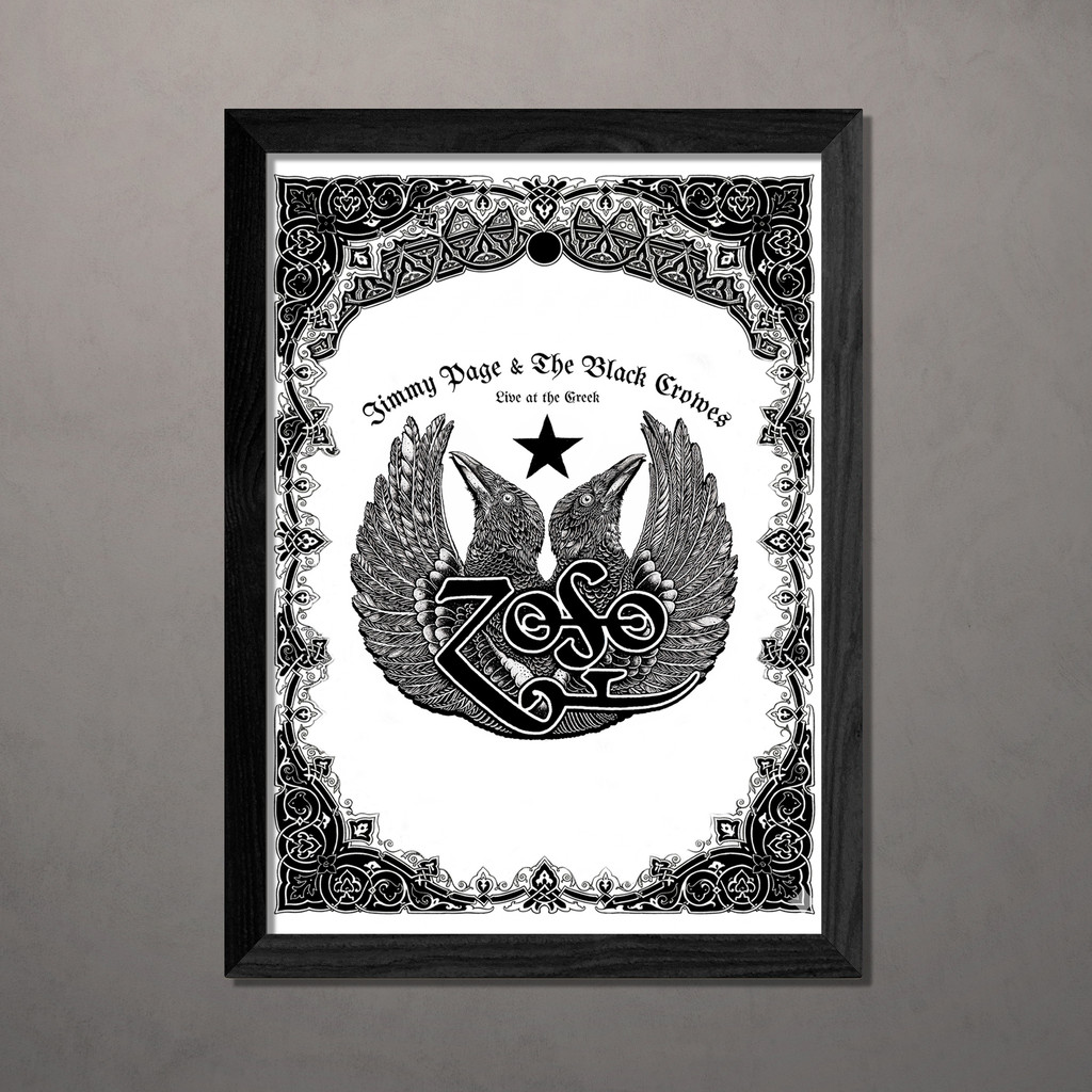 Quadro Jimmy Page and Black Crowes A4 Com Vidro