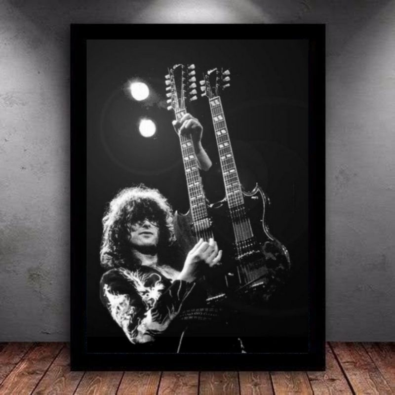 Quadro decorativo grande para sala Jimmy Page Led Zeppelin Rock n Roll 50x70
