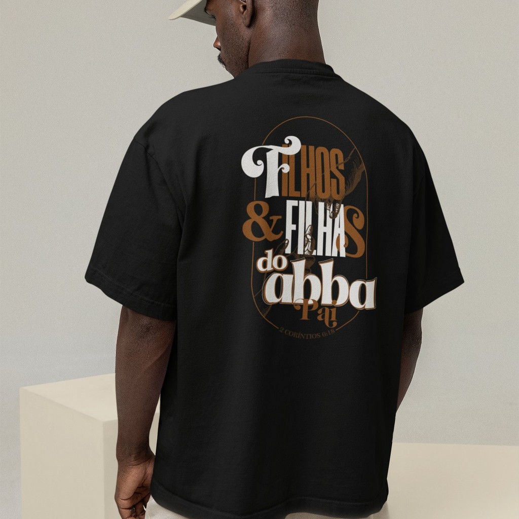 Camiseta Oversized Plus Size Cristã Católica Gola Alta Streetwear Algodão FILHOS E FILHAS 297