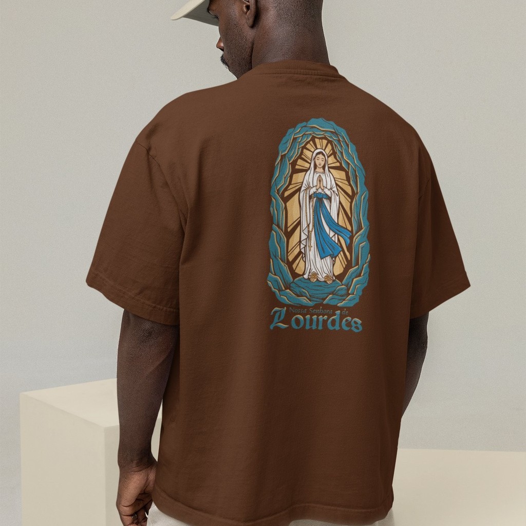 Camiseta Oversized Plus Size Cristã Católica Gola Alta Streetwear Algodão SANTA 238