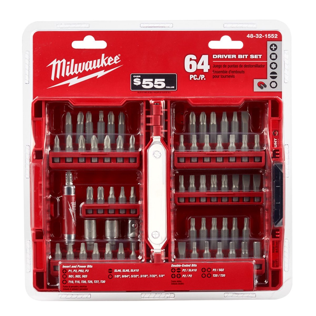 Kit Bit com 64 Peças 48-32-1552 - Milwaukee